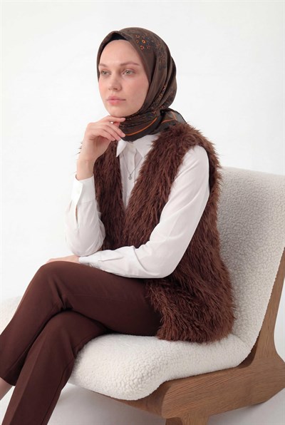 Viskon Velora Eşarp Dört Mevsim Barok Floral Desen Dumanlı Gri 90X90