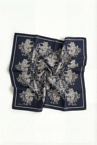 Viskon Velora Eşarp Dört Mevsim Barok Floral Desen Canlı Siyah 90X90