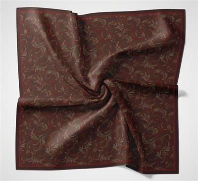 Viskon Velora Eşarp Dört Mevsim Barok Floral Desen Koyu Mürdüm 90x90
