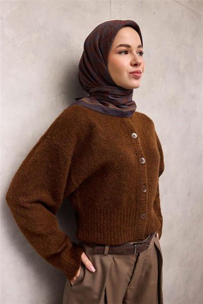 Viskon Velora Eşarp Dört Mevsim Barok Floral Desen Dumanlı Mor 90x90