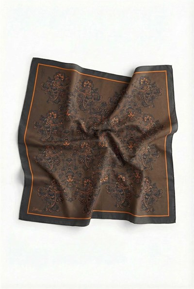 Viskon Velora Eşarp Dört Mevsim Barok Floral Desen Dumanlı Gri 90X90