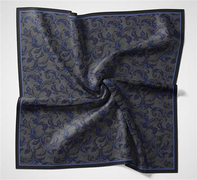 Viskon Velora Eşarp Dört Mevsim Barok Floral Desen Koyu Siyah 90x90