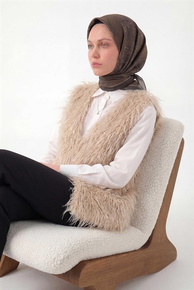 Viskon Velora Eşarp Dört Mevsim Barok Floral Desen Kahverengi 90X90