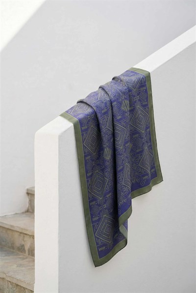 Viskon Velora Eşarp Dört Mevsim Kilim Desen Mor 90X90