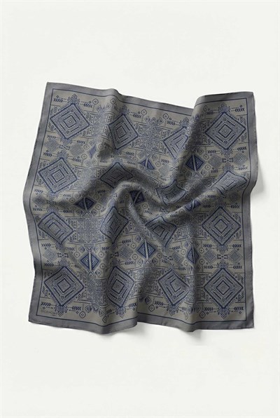 Viskon Velora Eşarp Dört Mevsim Kilim Desen Küf Yeşili 90X90