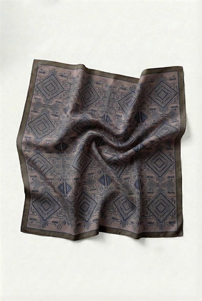 Viskon Velora Eşarp Dört Mevsim Kilim Desen Mocha 90X90