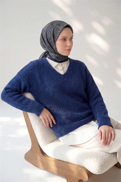 Viskon Velora Eşarp Dört Mevsim Kilim Desen Haki 90X90