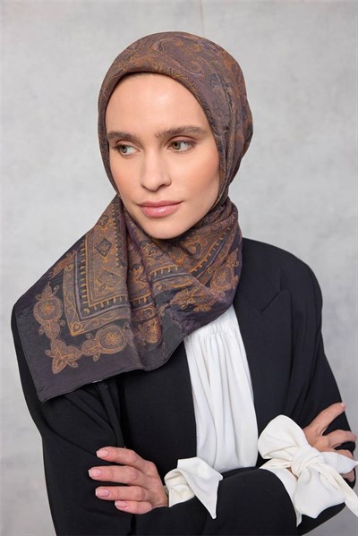 Viskon Velora Eşarp Dört Mevsim Koyu Siyah 90x90