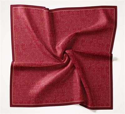 Viskon Velora Eşarp Dört Mevsim Labirent Desen Bordo 90x90