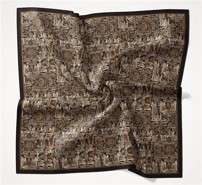 Viskon Velora Eşarp Dört Mevsim Labirent Desen Bitter 90x90