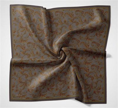 Viskon Velora Eşarp Dumanlı Mor Tonlu Barok Floral Desenli Tok Duruşlu 90x90