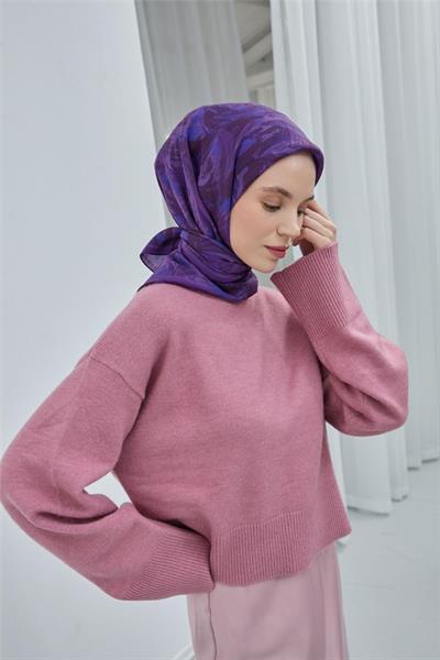 Viskon Velora Eşarp Erguvan Dört Mevsim 90x90