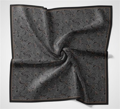 Viskon Velora Eşarp Espresso Tonlu Barok Floral Desenli Tok Duruşlu 90x90