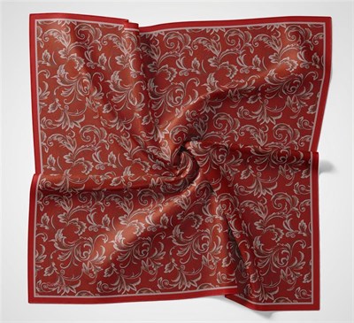 Viskon Velora Eşarp Kırmızı Floral Desenli Tok Duruşlu 90x90