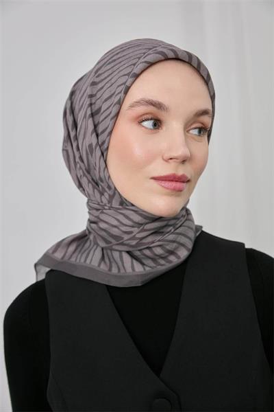 Viskon Velora Eşarp Koyu Gri Dört Mevsim 90x90