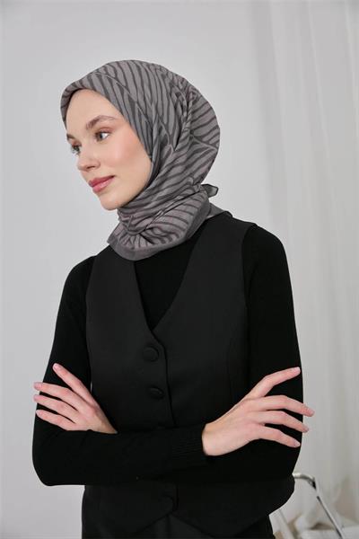 Viskon Velora Eşarp Koyu Gri Dört Mevsim 90x90