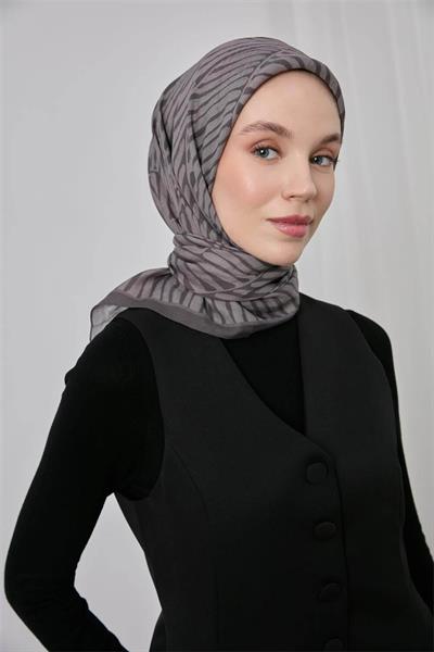 Viskon Velora Eşarp Koyu Gri Dört Mevsim 90x90