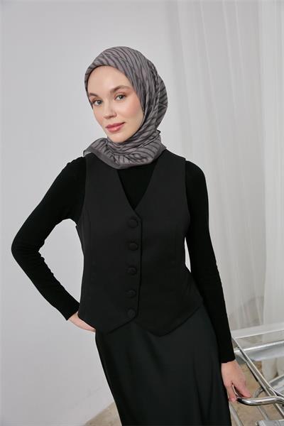 Viskon Velora Eşarp Koyu Gri Dört Mevsim 90x90