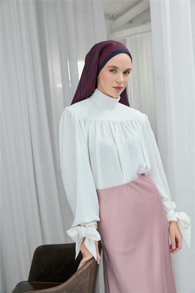 Viskon Velora Eşarp Koyu Lacivert Bordo Çizgili Hafif Dökümlü 90x90