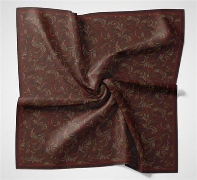 Viskon Velora Eşarp Koyu Mürdüm Tonlu Barok Floral Desenli Tok Duruşlu 90x90