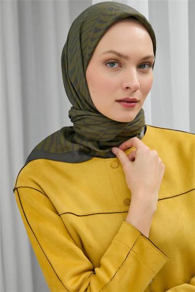Viskon Velora Eşarp Koyu Yeşil Dört Mevsim 90x90