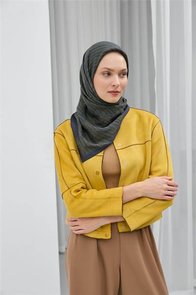 Viskon Velora Eşarp Lacivert Dört Mevsim 90x90