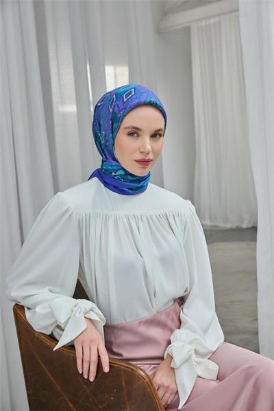 Viskon Velora Eşarp Mor Dört Mevsim 90x90