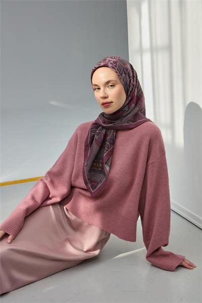 Viskon Velora Eşarp Mürdüm Dört Mevsim 90x90