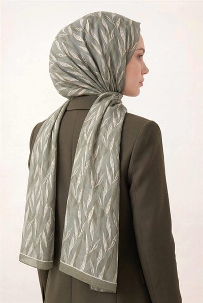 Yaprak Desen Çağla Yeşili 75X195 Soft Şal