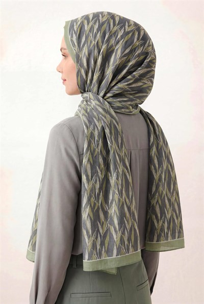 Yaprak Desen Gri 75X195 Soft Şal