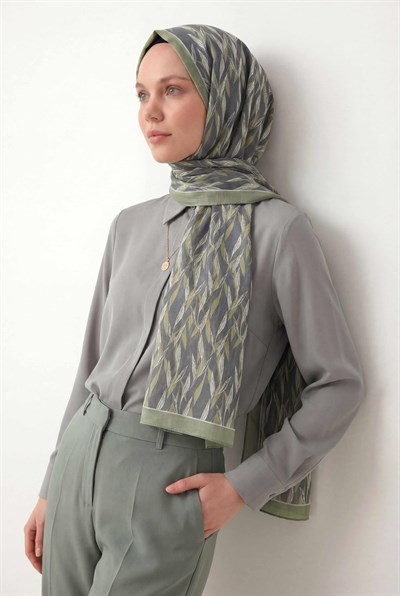 Yaprak Desen Gri 75X195 Soft Şal