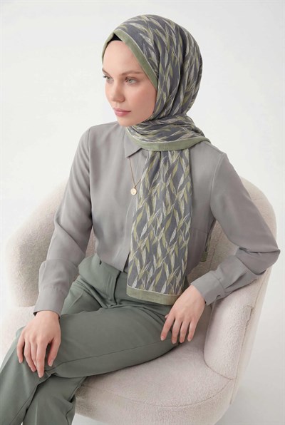 Yaprak Desen Gri 75X195 Soft Şal
