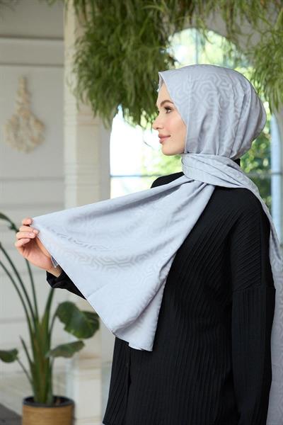Yaz Işıltısı Koleksiyonu İpeksi Jakar Şal Gümüş 9013-15
