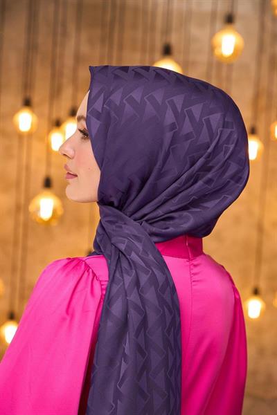 Yaz Işıltısı Koleksiyonu İpeksi Jakar Şal Patlıcan Mor 9014-09