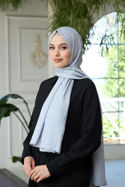 Yaz Işıltısı Koleksiyonu İpeksi Jakar Şal Gümüş 9013-15