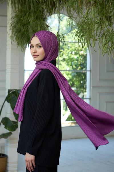 Yaz Işıltısı Koleksiyonu İpeksi Jakar Şal Gül Kurusu 9013-08