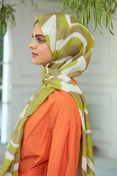 Yaz Işıltısı Koleksiyonu Soft Şal Haki Kahve 3044-12