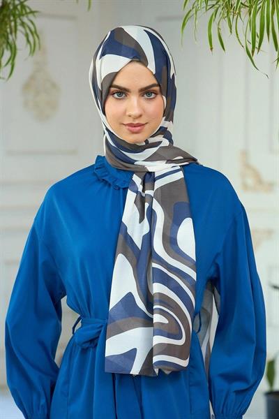 Yaz Işıltısı Koleksiyonu Soft Şal Lacivert Koyu Vizon 3044-03