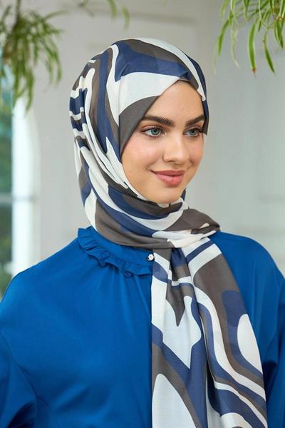Yaz Işıltısı Koleksiyonu Soft Şal Lacivert Koyu Vizon 3044-03