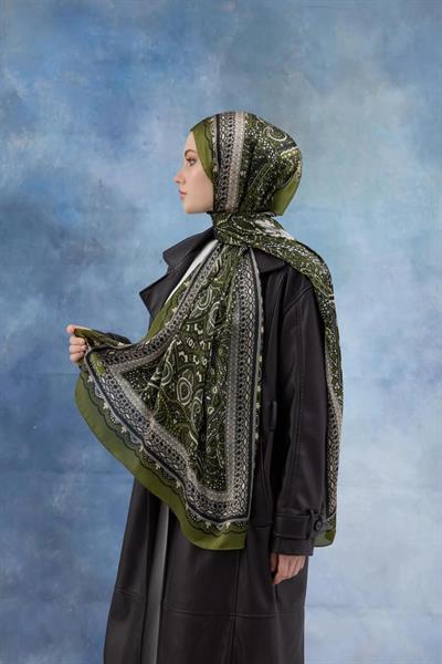 Yeşil Hint Vual Şal - 5005-02