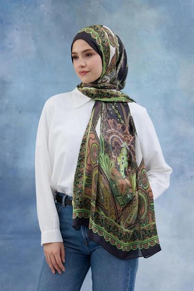 Yeşil Hint Vual Şal - 5006-05