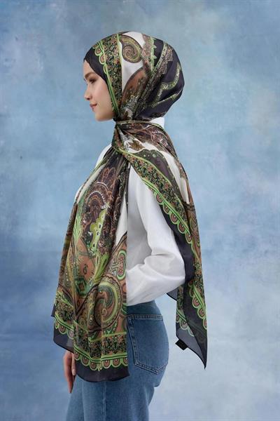 Yeşil Hint Vual Şal - 5006-05