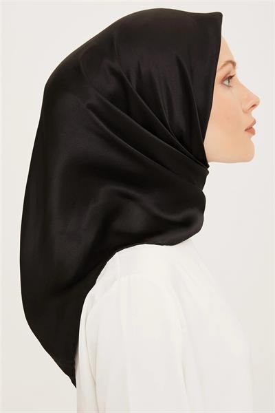 Armine Düz Siyah Nostalji Serisi Twill İpek  Eşarp 0010-01NT