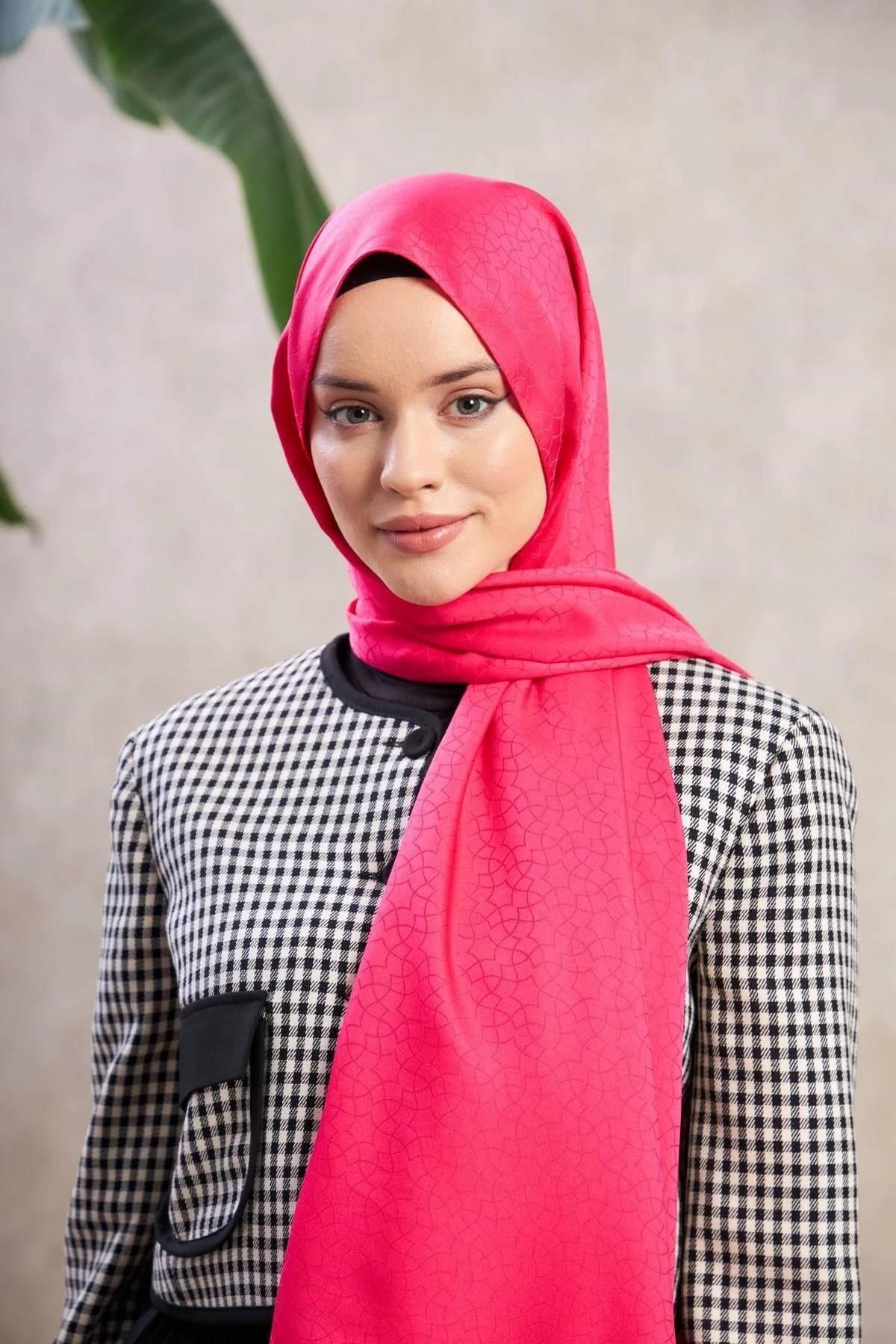 Alesa Desen İpeksi Jakar Şal Pembe 9003-01