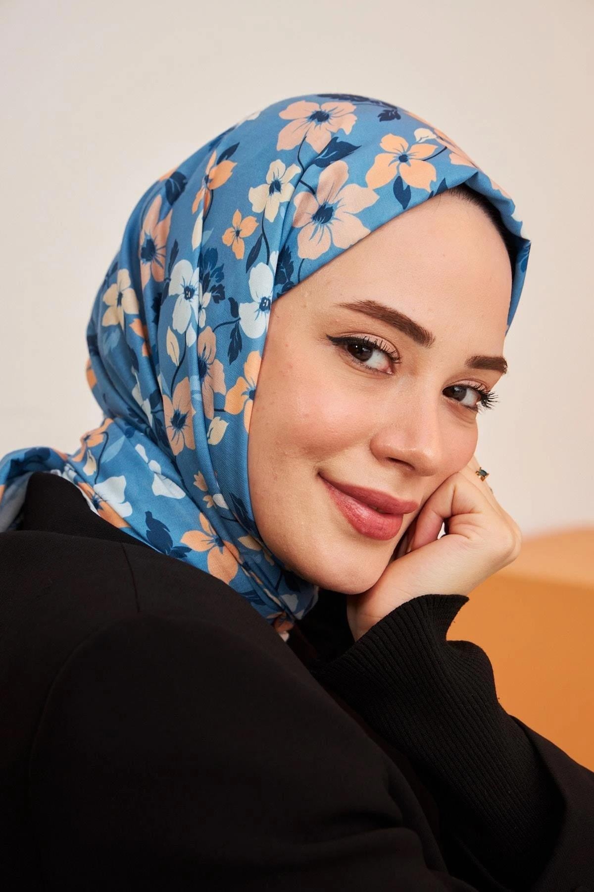 Amelia Desenli Pamuk Şal İndigo 3025-11