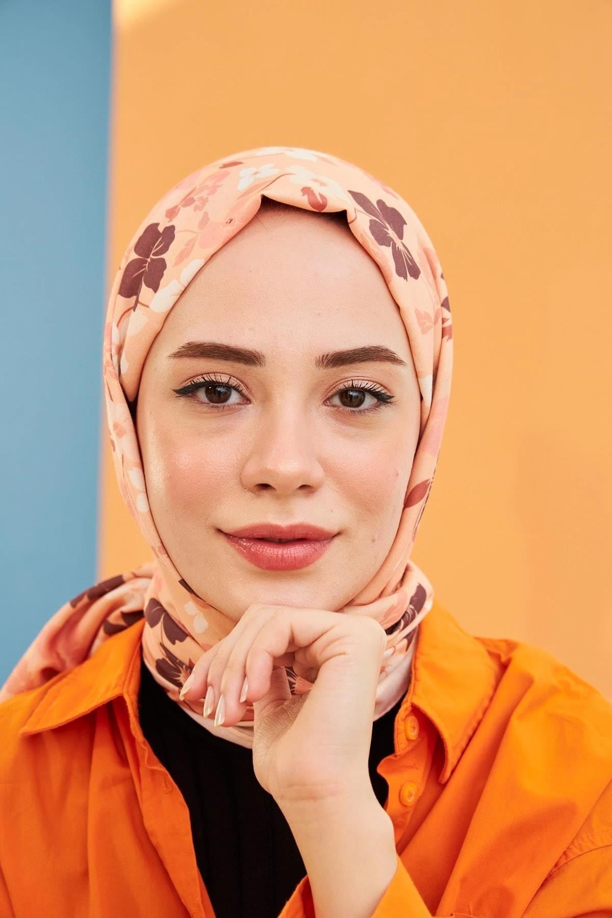 Amelia Desenli Pamuk Şal Somon 3025-22