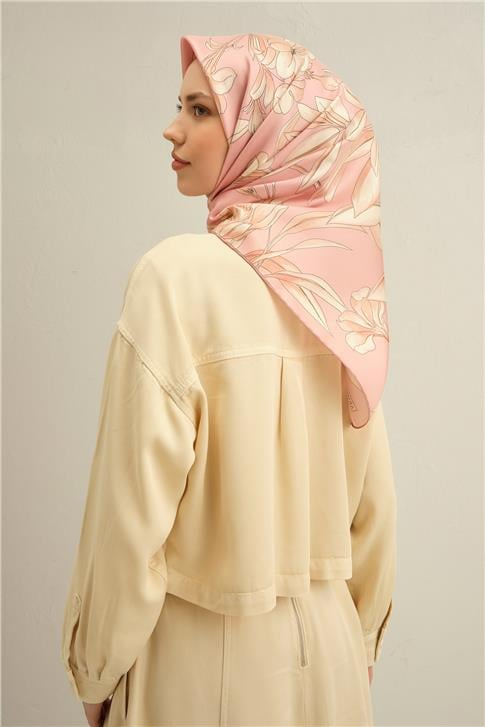 Armine Çiçek Desenli Saf İpek Sura Eşarp 9324D 08