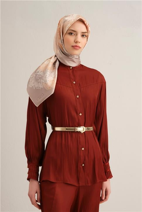 Armine Çiçek Desenli Saf İpek Sura Eşarp 9330D 31