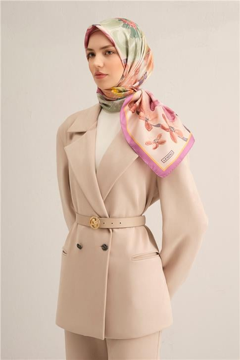 Armine Çiçek Desenli Saf İpek Sura Eşarp 9318D 32