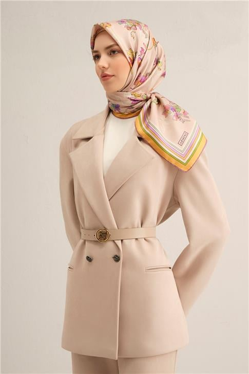 Armine Çiçek Desenli Saf İpek Sura Eşarp 9316D 31